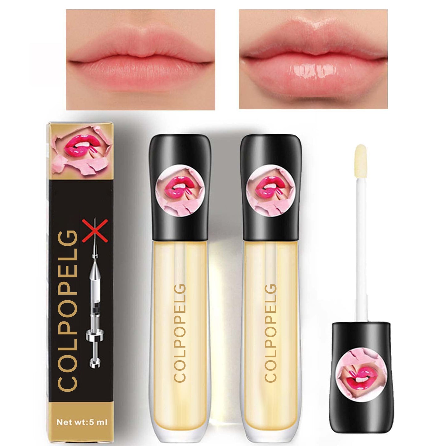 Lip Plumper Lip Gloss, Plumping Lip Maximizer Serum Plumper Lip Plumping Gloss, Lip Oil Long Lasting Hydrating Natural Lip Plumper for Women Girls Lip Care