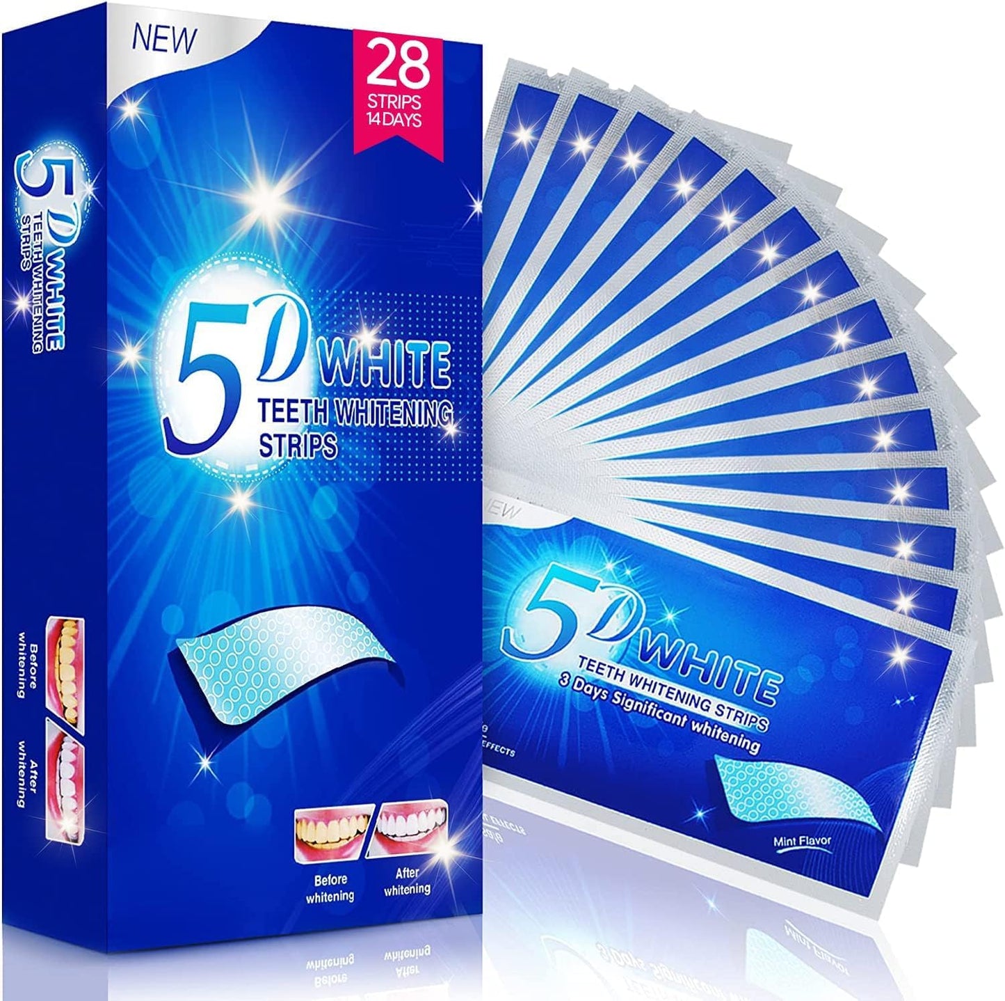Teeth Whitening Strip - detects motiond 56 Strips Professional and Safe Teeth Whitening Kit for Teeth Sensitive
