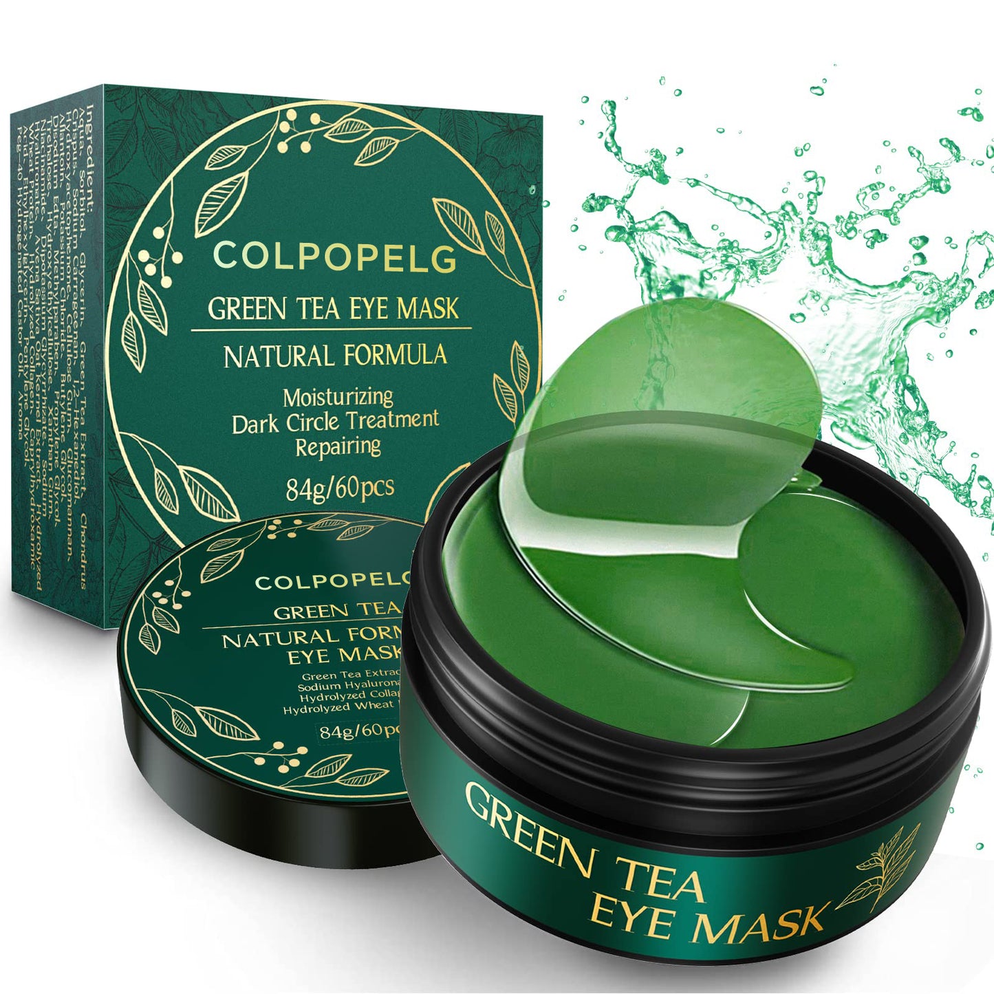 Under Eye Masks, Collagen Green Tea Eye Patches for Puffy Eyes, Dark Circles and Puffiness, Hydrating Mask Skincare, Gel Pads for Eye Bags and Wrinkles Under Eye Treatment