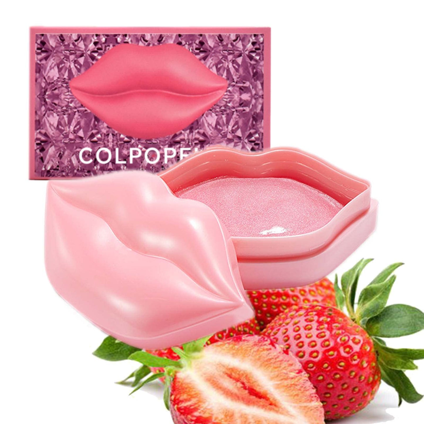 Strawberry Lip Masks in Case,Nourishing Lip Balm,Lip Plumping Serum for Dry Lips,Collagen Lip Sleep Masks Anti-Wrinkle Anti-Aging Hydrating Lip Care Pad Plump Your Lips Enhancement Skin Care