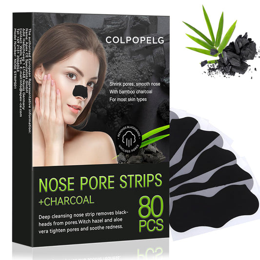 Blackhead Remover Stripes, Pack of 80 Natural Bamboo Charcoal Blackhead Remover, for Removing Blackheads and Clearing Clogged Pores