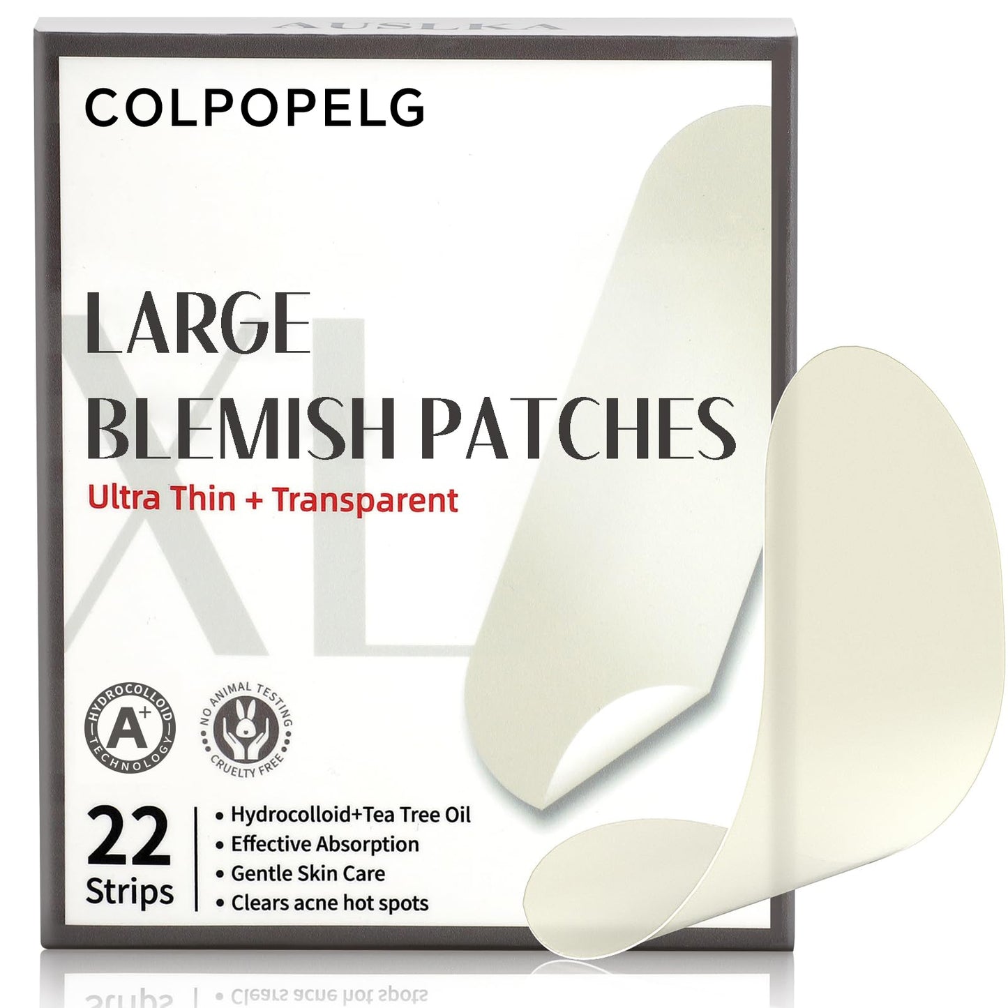 Large pimples of pimples (22 strips), hydrocolloid dots, spots, pimple stickers, XL-Ultra thin, long size, suitable for larger area